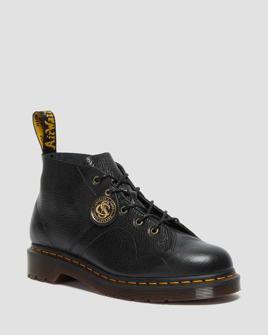 Dr. Martens Church Buckingham Nahka Miesten Nahkasaappaat - Mustat Nilkkurit [154-ABFHLD]